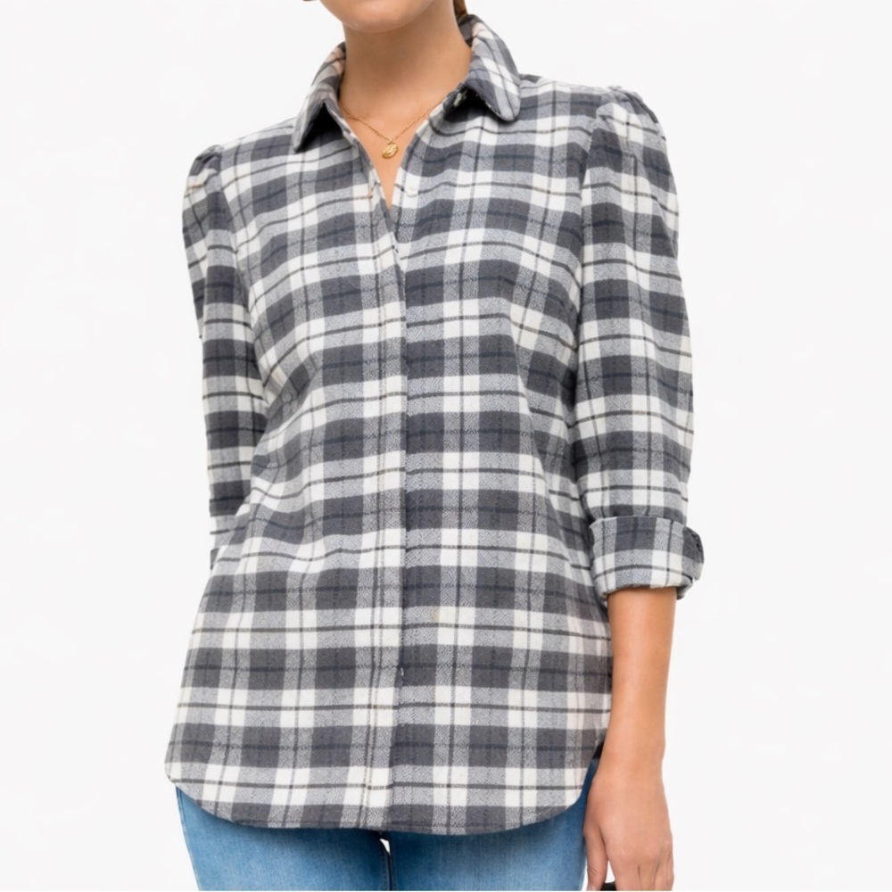 Tuckernuck Saranac Puff Shoulder Flannel Shirt Medium